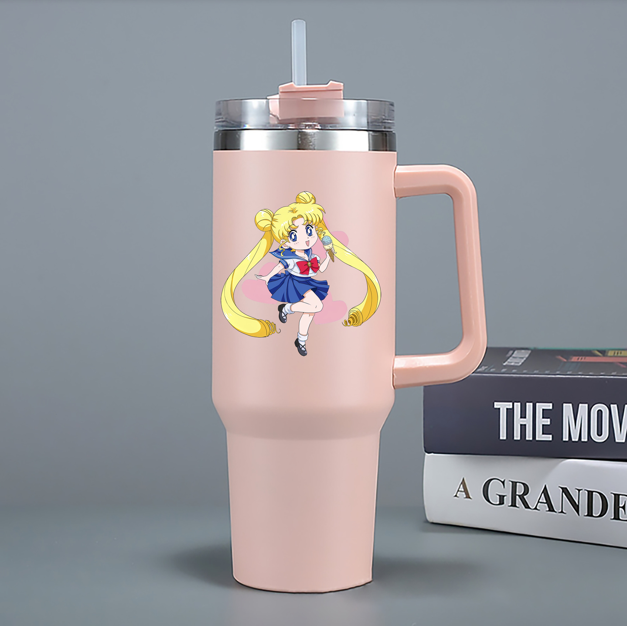 （画像用） 美少女戦士セーラームーン 愛野 美奈子 あいの みなこ Sailor Moon Aino Minako 1200mL車用タンブラー - クリスタルステッカー（プラスチックストロー付き）